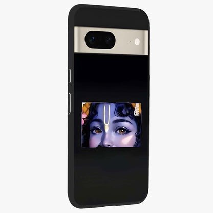 Krishna Divine Embrace Glass Case upright view showcasing sacred Krishna artwork with peaceful devotional theme.