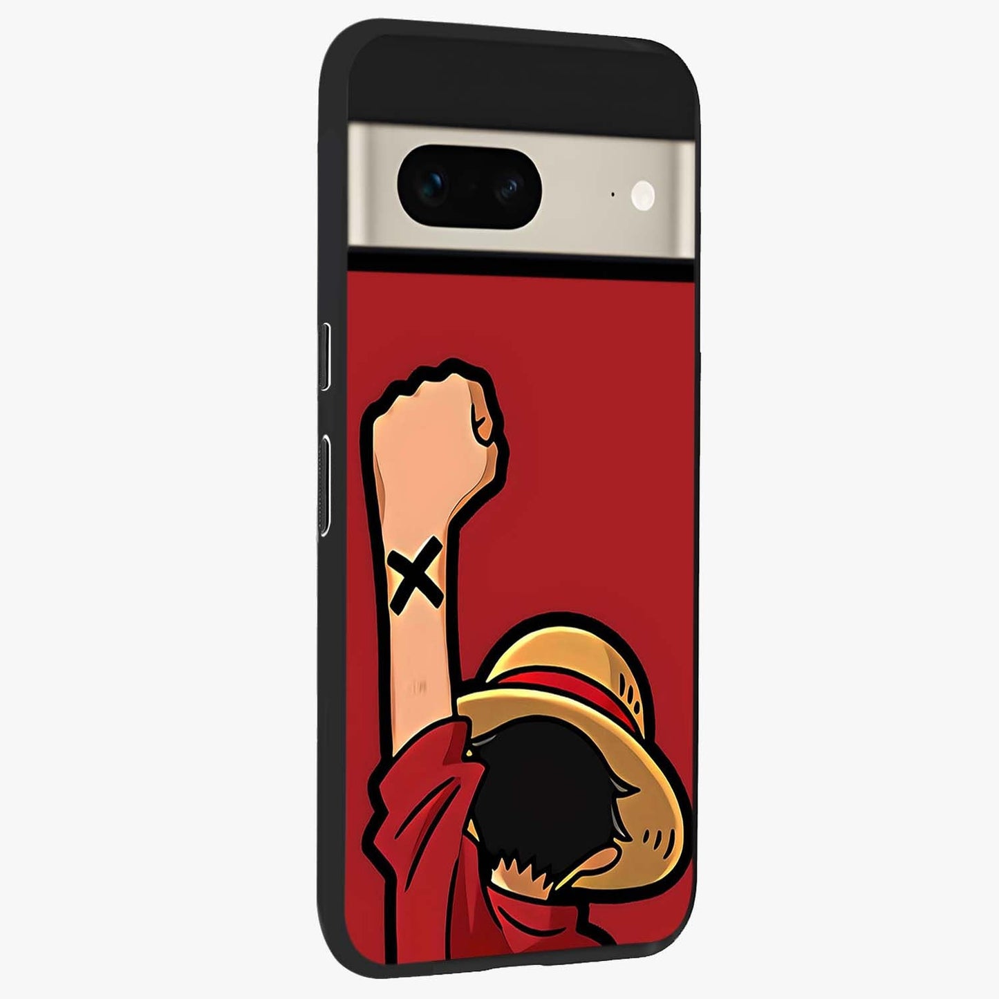 Luffy X Spirit Glass Case upright view showcasing striking anime artwork with adventurous character theme.