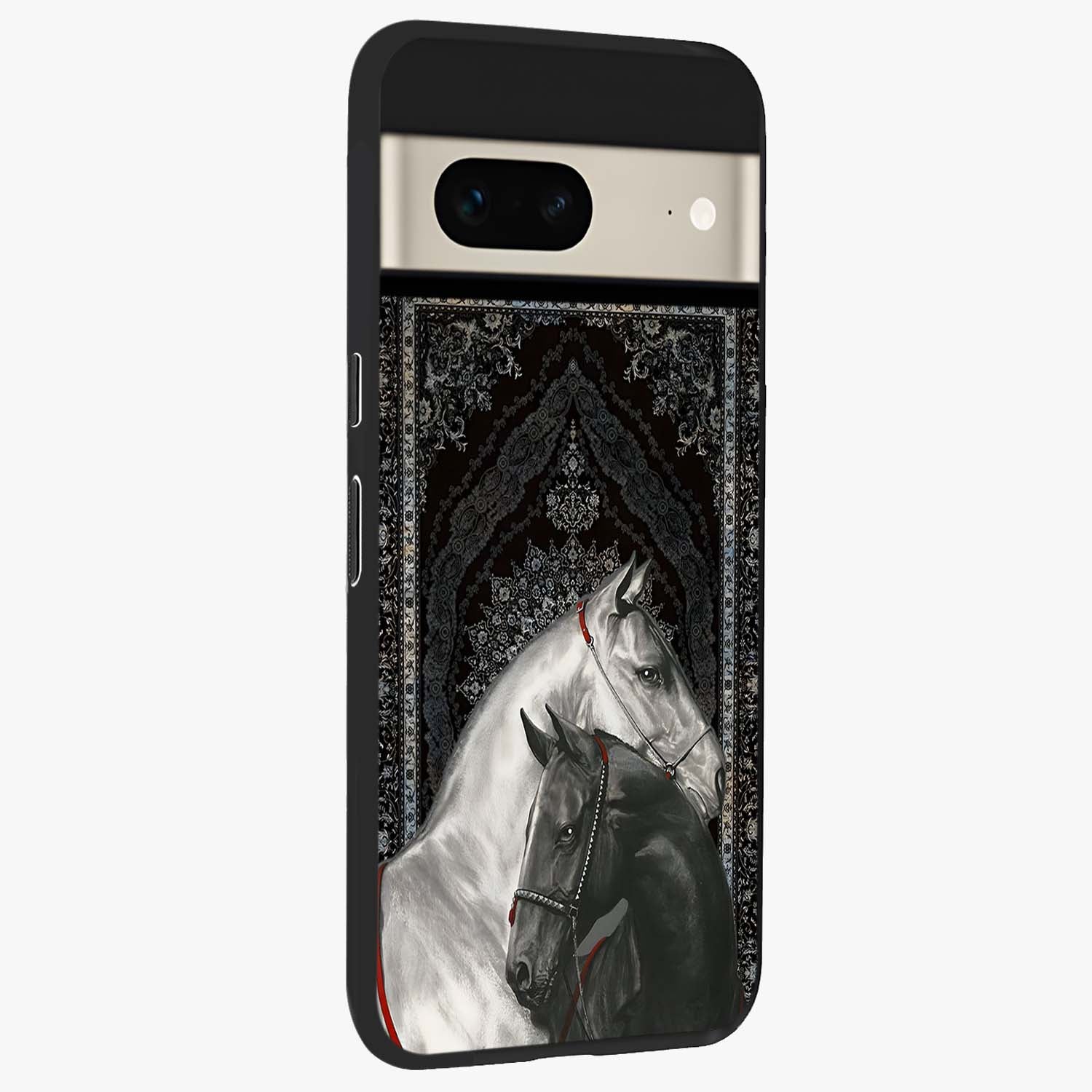 Majestic Ride Legacy Glass Case upright view showcasing dynamic ride inspired artwork with modern automotive theme.