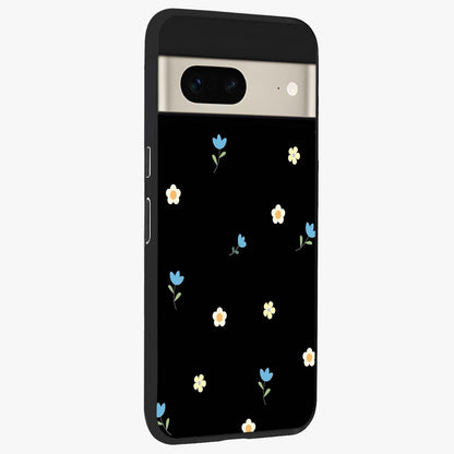 Minimal Petal Whispers Glass Case upright view showcasing elegant floral artwork with modern minimalist style.