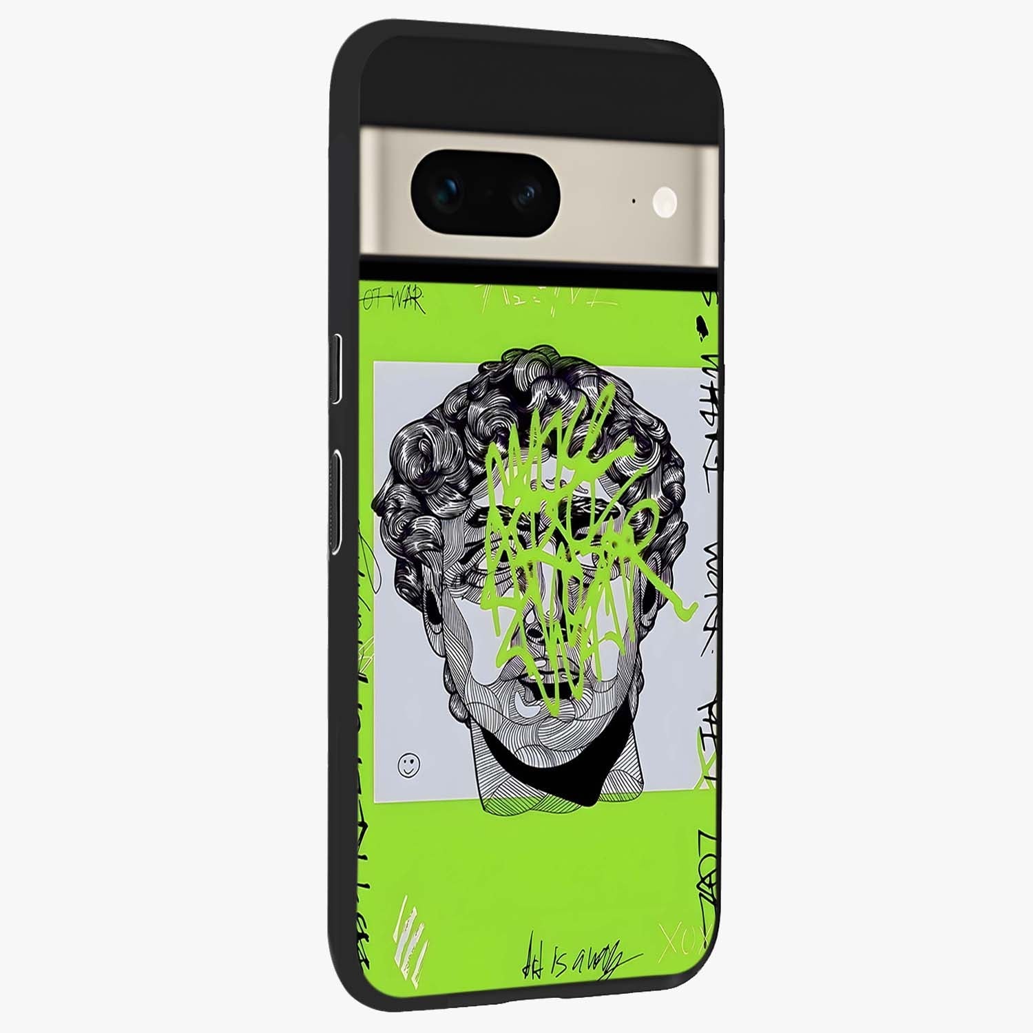 Neo Graffiti Rebellion Glass Case upright view showcasing colorful graffiti artwork with bold modern street style.