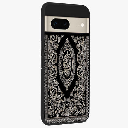 Noir Bloom Elegance Glass Case upright view showcasing graceful floral artwork with luxurious dark theme.