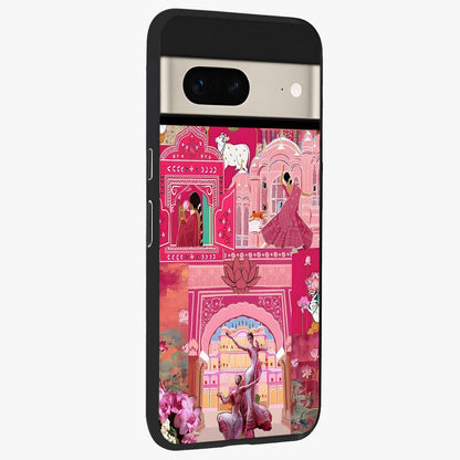 Pink Palace Muse Glass Case upright view showcasing artistic palace artwork with graceful royal theme.