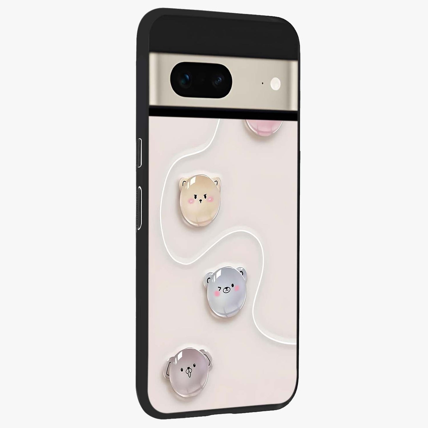 Puffy Face Parade Glass Case upright view showcasing adorable character artwork with cheerful animated theme.