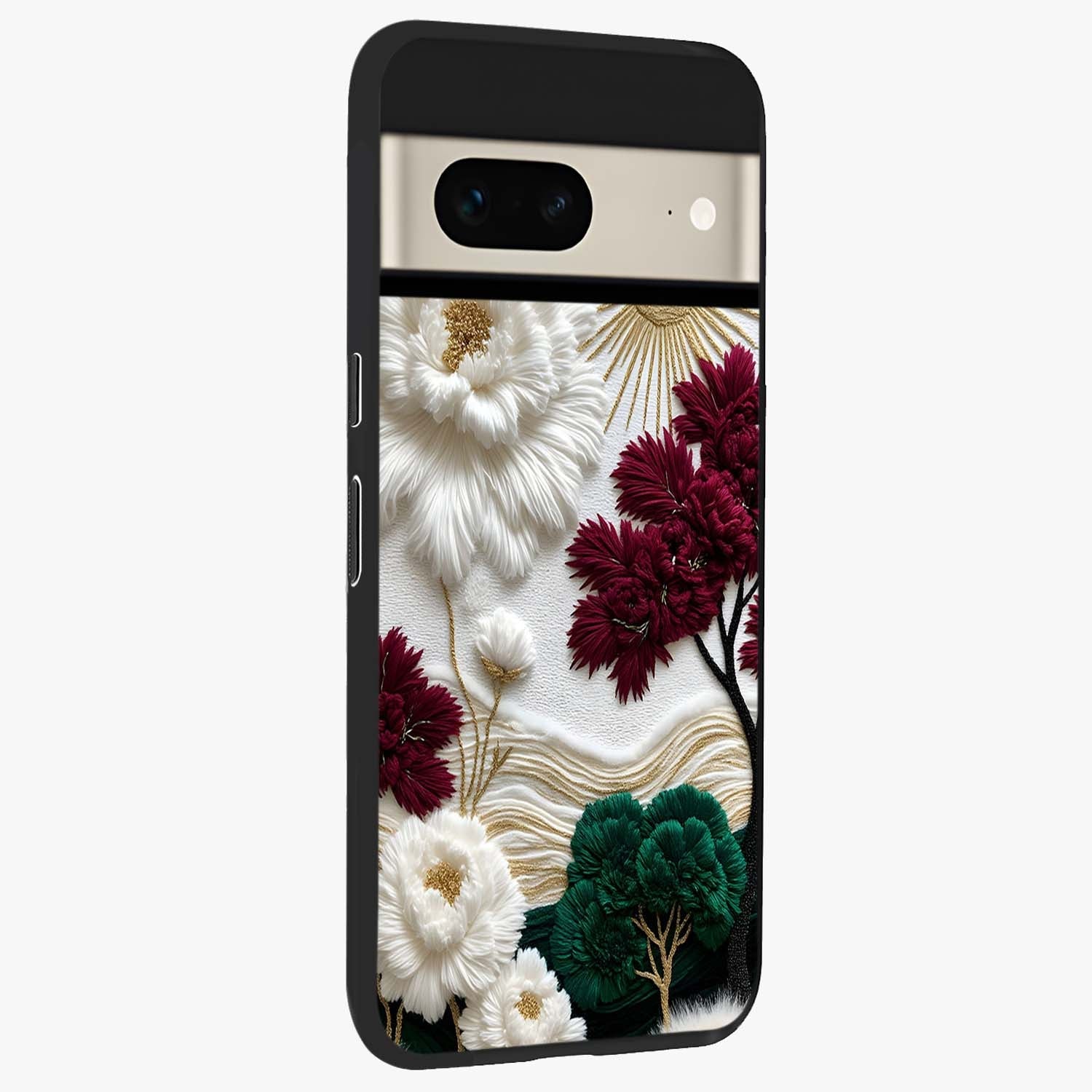 Radiant Bloom Elegance Glass Case upright view showcasing decorative flower artwork with refined botanical theme.
