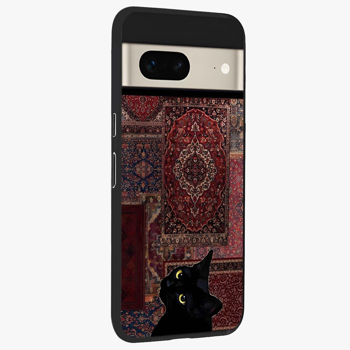 Regal Magic Cat Apple Glass Case upright view showcasing charming cat artwork with playful magical theme.