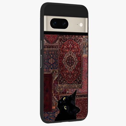 Regal Magic Cat Apple Glass Case upright view showcasing charming cat artwork with playful magical theme.