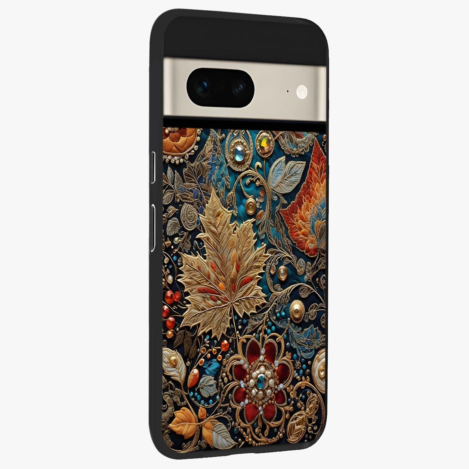 Royal Jewel Garden Glass Case upright view showcasing rich floral artwork with luxurious garden theme.