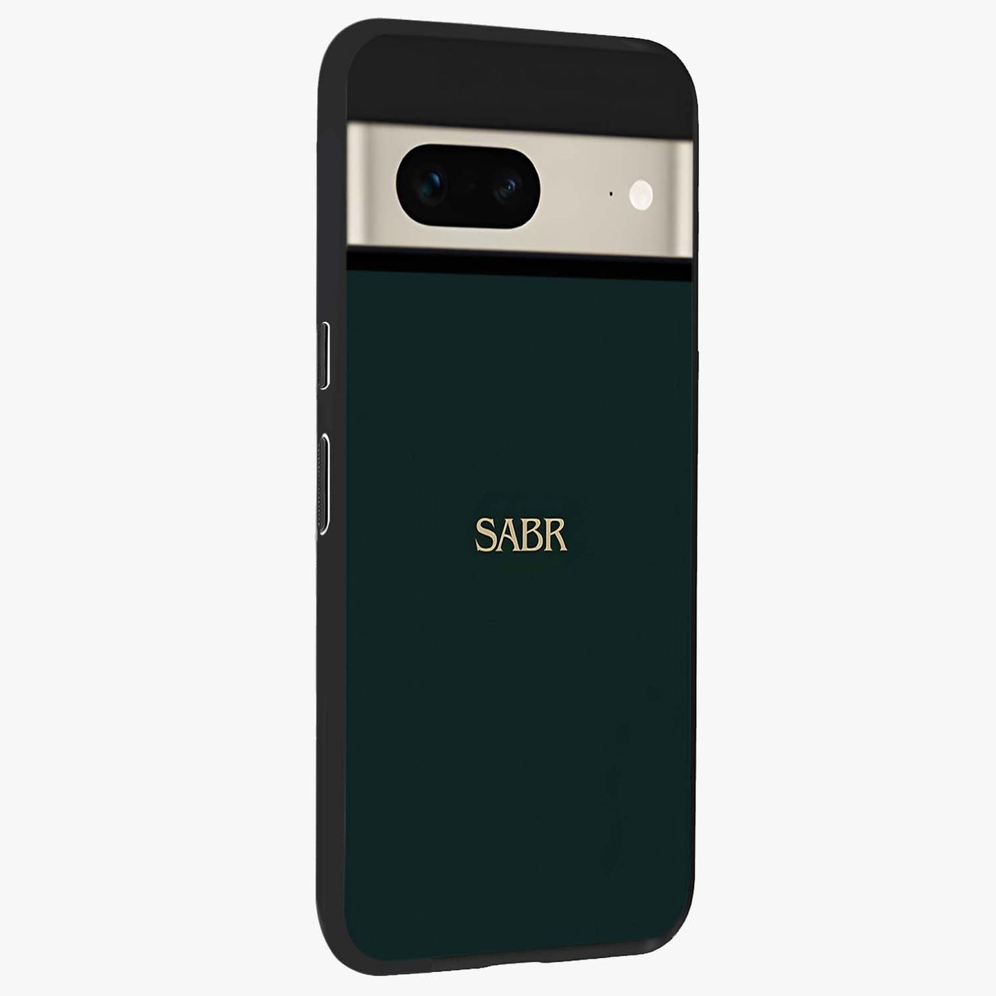 Sabr Minimal Patience Glass Case upright view showcasing calm minimalist artwork with motivational patience theme.