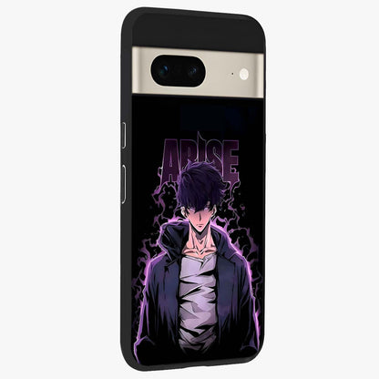 Shadow Monarch Awakening Glass Case upright view showcasing bold monarch artwork with mystical awakening theme.
