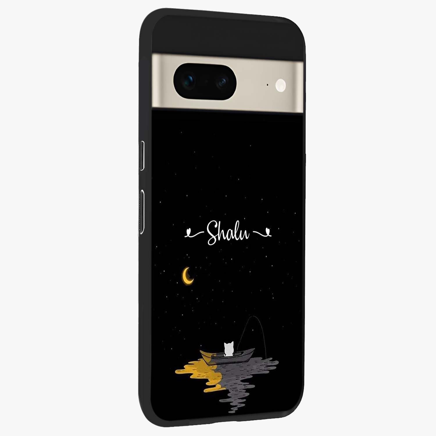Silent Night Row Glass Case upright view showcasing tranquil night artwork with serene landscape theme.