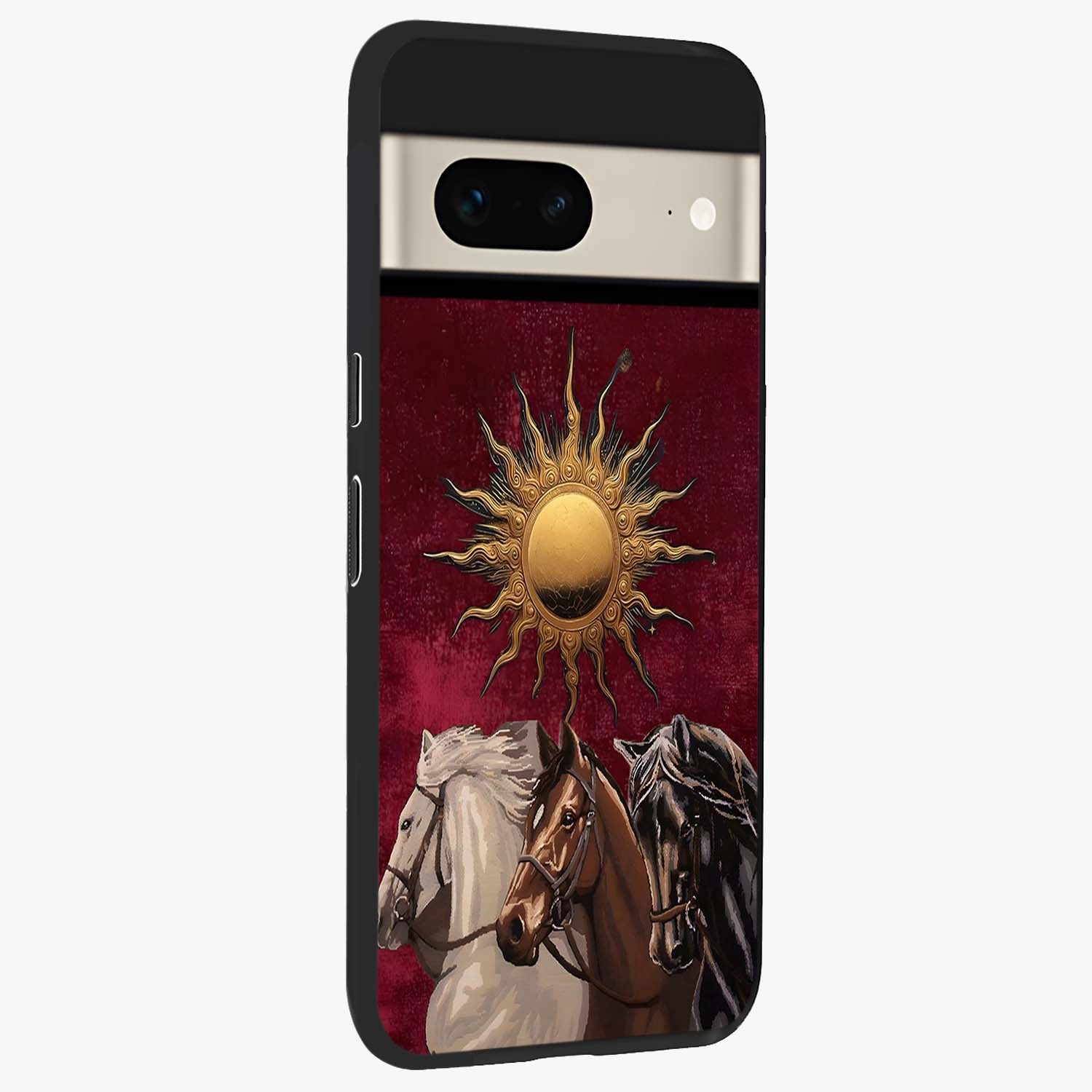 Solar Riders Glass Case upright view showcasing energetic rider artwork with bold adventure theme.