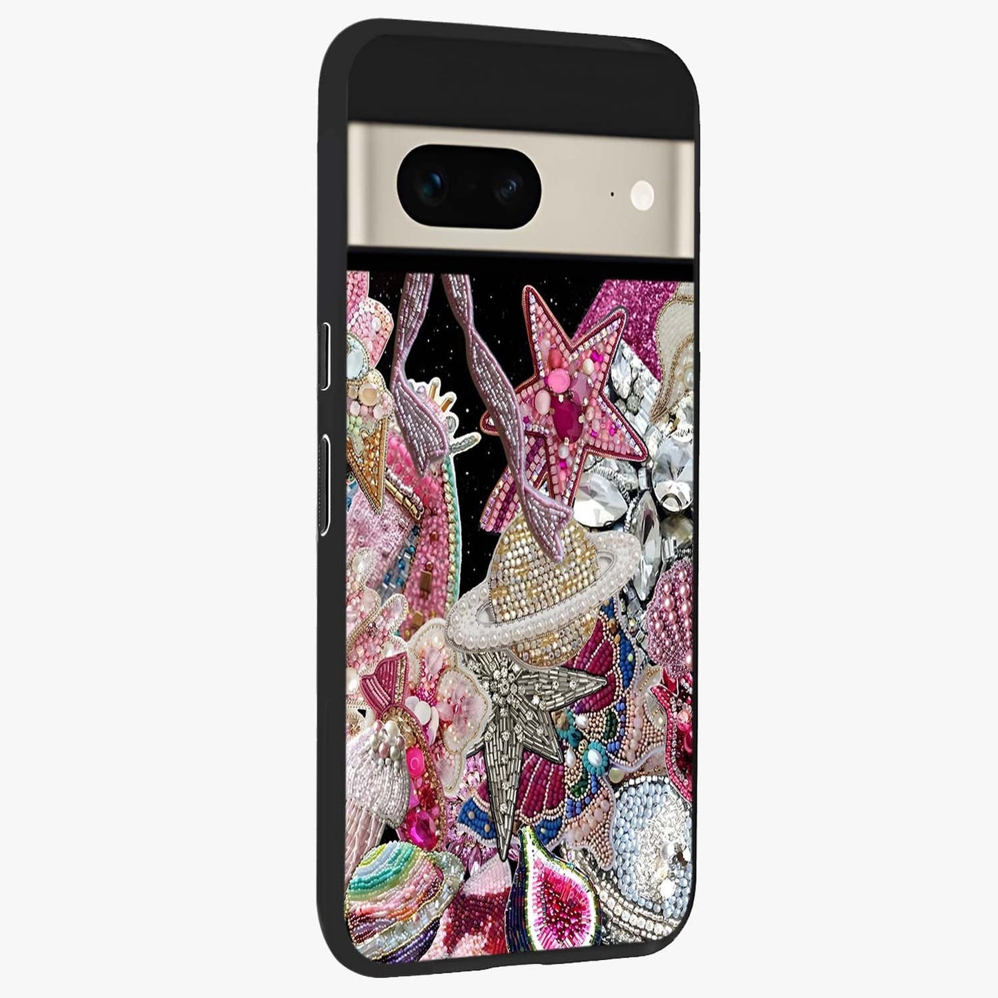 Starlit Jewel Dream Glass Case upright view showcasing radiant star inspired artwork with magical night theme.