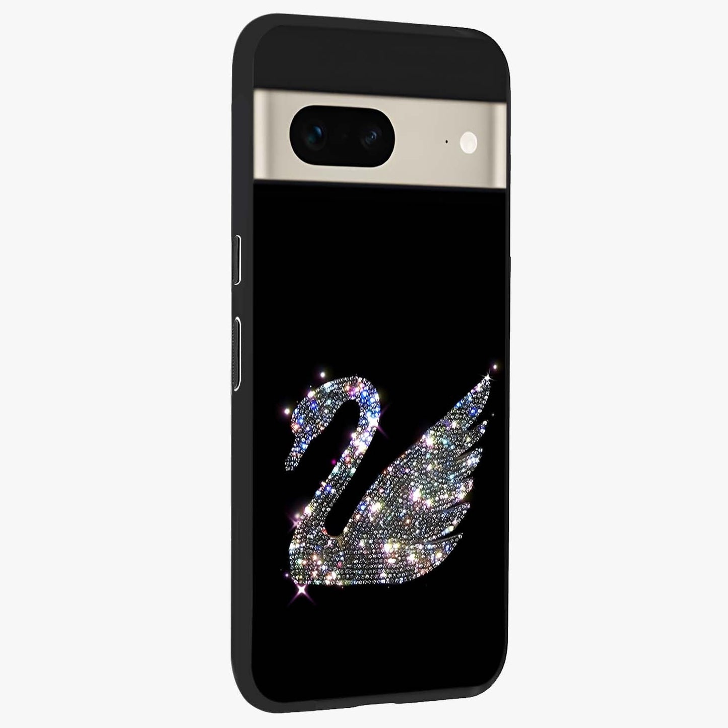 Starlit Swan Grace Glass Case upright view showcasing beautiful swan artwork with peaceful night themed design.