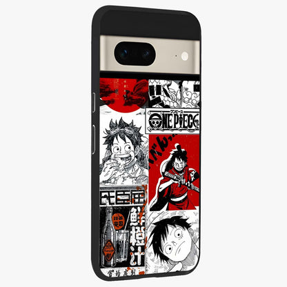 Strawhat Chaos Panels Glass Case upright view showcasing energetic anime artwork with bold adventure theme.