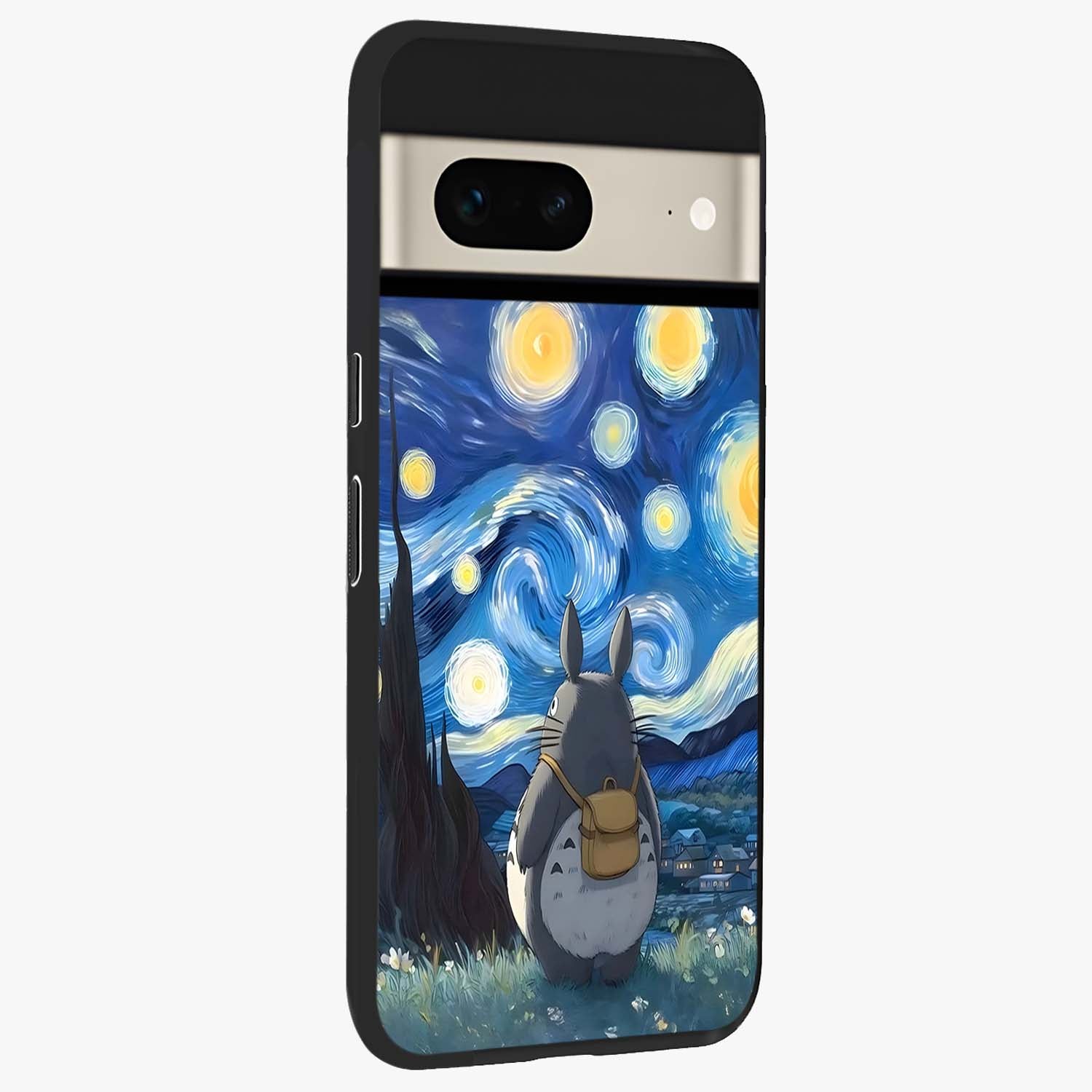 Totoro In Van Gogh Art Glass Case upright view showcasing creative character artwork with painterly artistic theme.