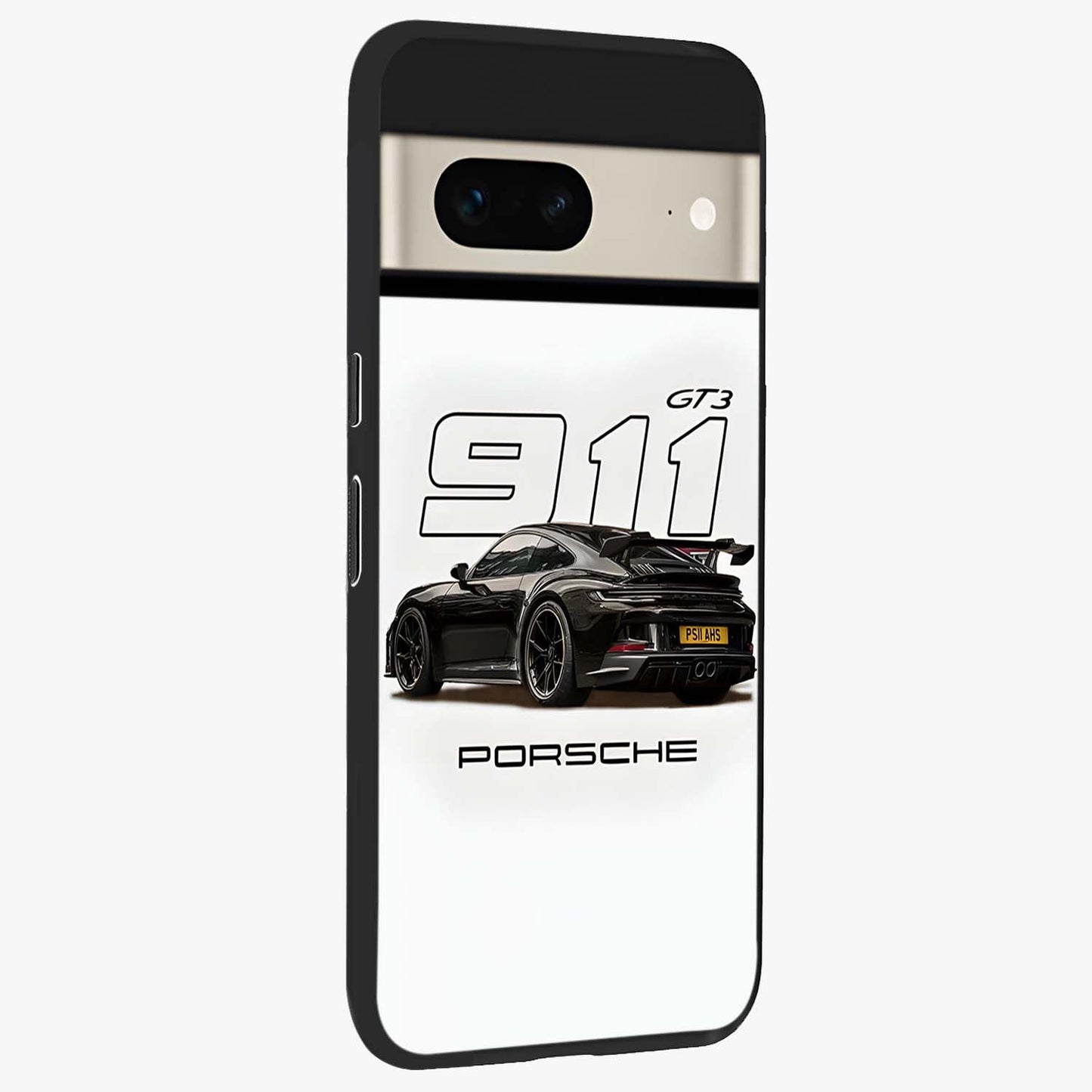 Turbo Legacy Icon Glass Case upright view showcasing bold racing inspired artwork with classic car theme.