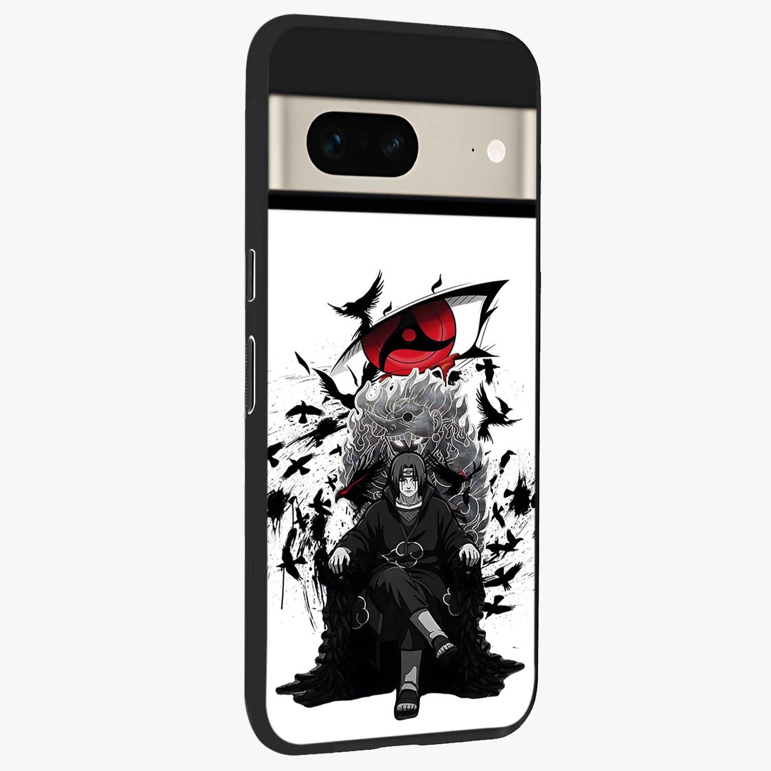 Uchiha Shadow Throne Glass Case upright view showcasing magical underwater galaxy artwork with vibrant cosmic theme.
