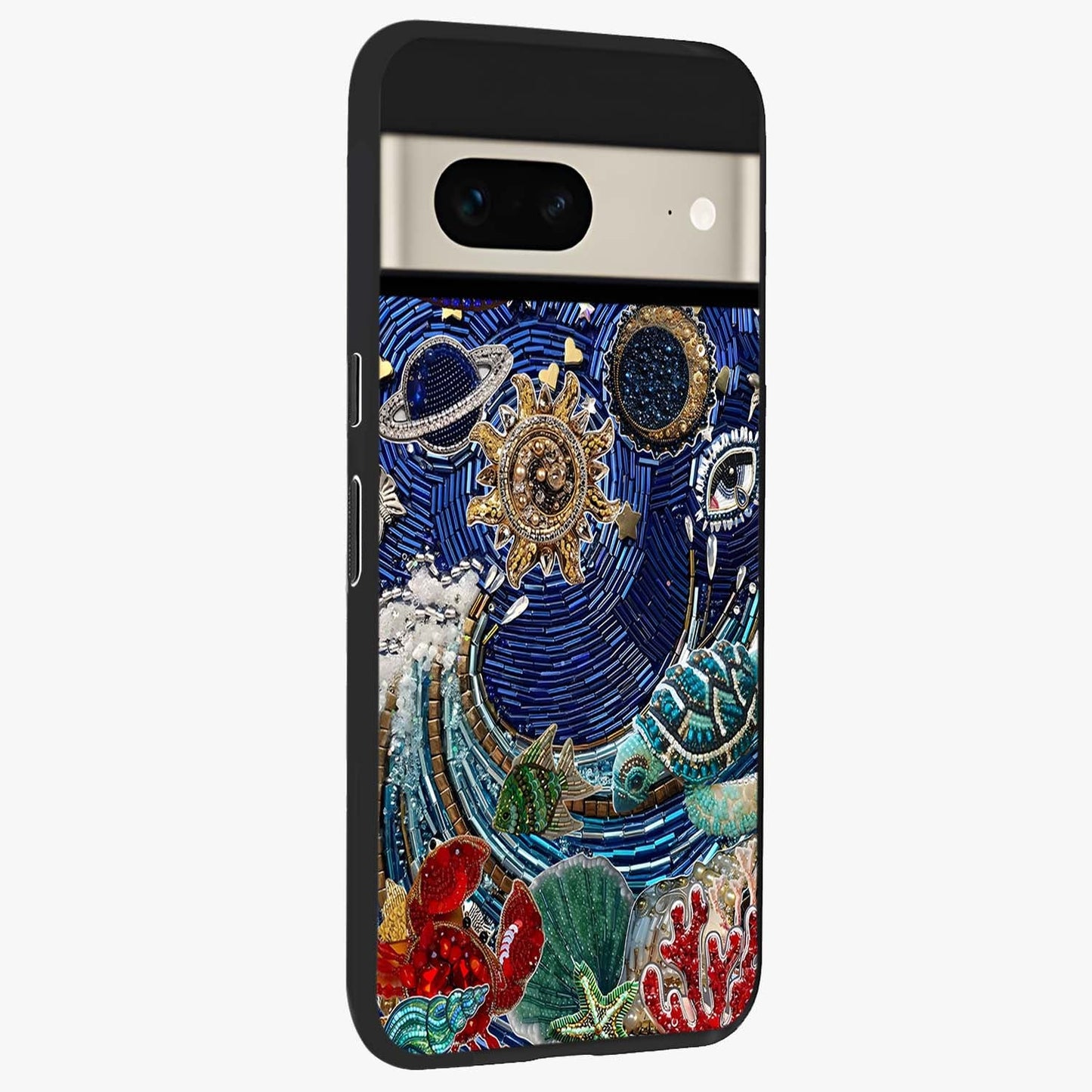 Universe Underwater Spark Glass Case upright view showcasing magical underwater galaxy artwork with vibrant cosmic theme.