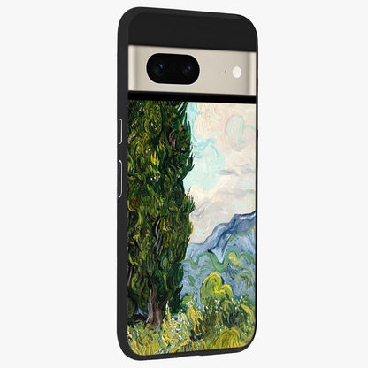 Van Gogh Vintage Art Glass Case upright view showcasing elegant vintage painting artwork with artistic heritage theme.