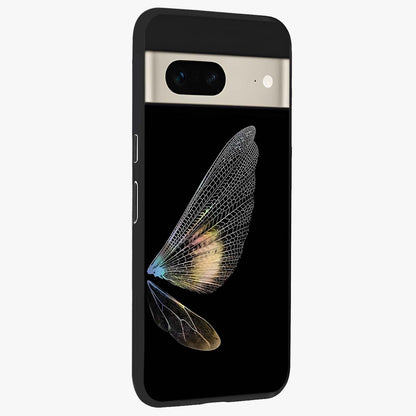 Whispers Of Wings Glass Case upright view showcasing elegant wing artwork with light airy theme.