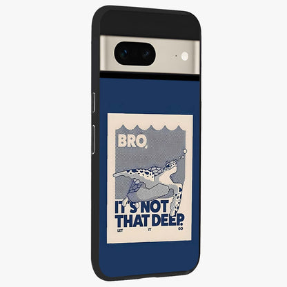 Worry Less Swim Glass Case upright view showcasing cheerful artistic artwork with carefree inspirational theme.