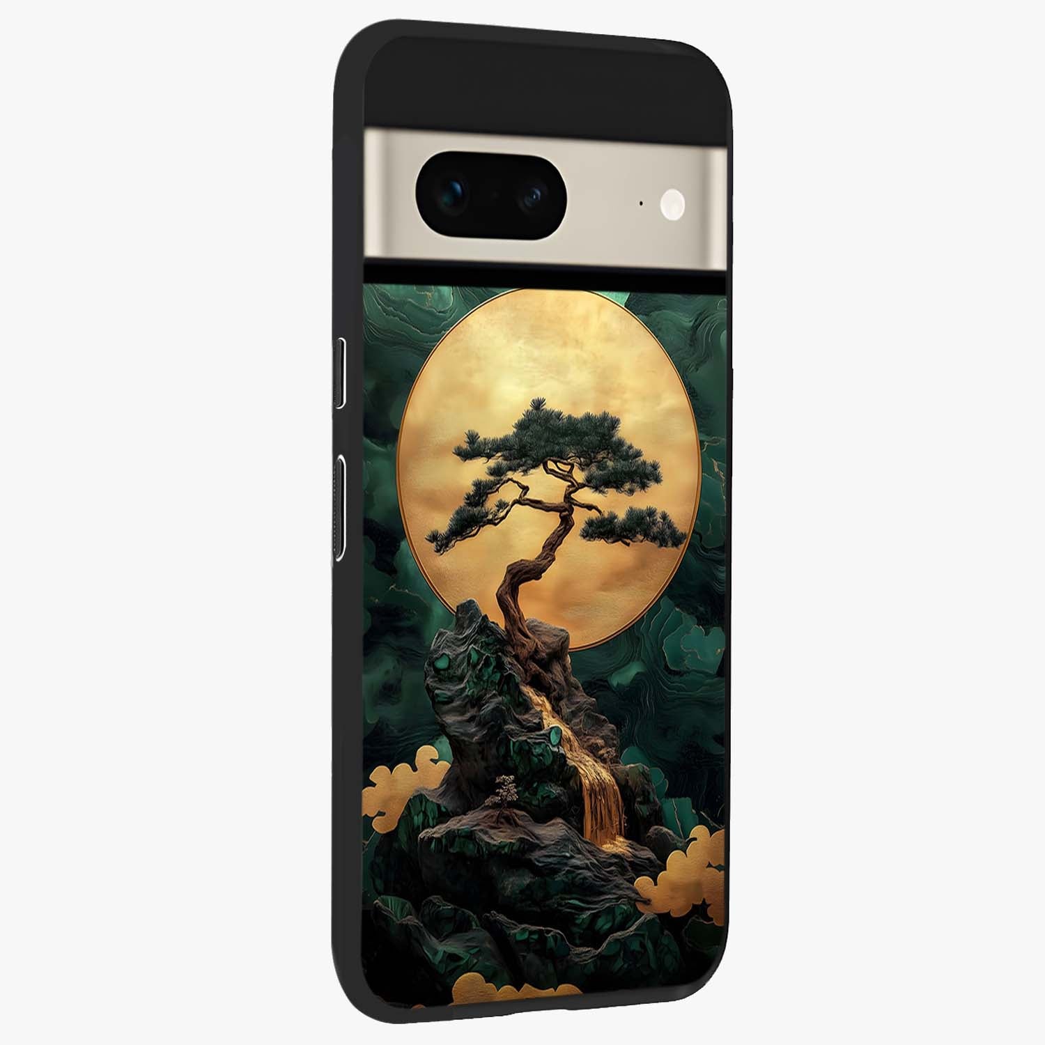 Zen Moon Rise Glass Case upright view showcasing serene moon artwork with tranquil night theme.