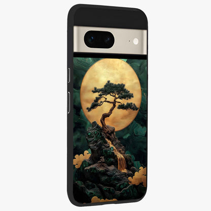 Zen Moon Rise Glass Case upright view showcasing serene moon artwork with tranquil night theme.