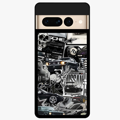 Aesthetic Dark Love Glass Case showing flat back view with dark romantic artwork and glossy glass finish.