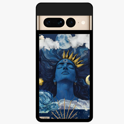 Aesthetic Lord Shiva Glass Case showing flat back view with divine Shiva artwork and glossy glass finish.