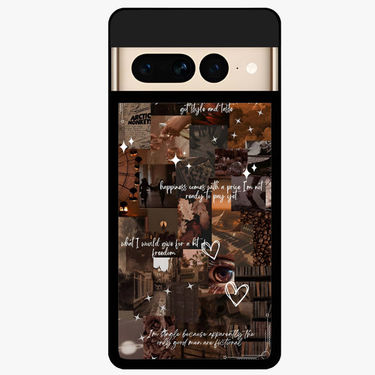 Bittersweet Aesthetic Chaos Glass Case showing flat back view with artistic chaotic aesthetic design and glossy glass finish.