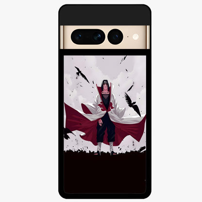 Crimson Crow Ascension Glass Case showing flat back view with mystical crow artwork and glossy glass finish.