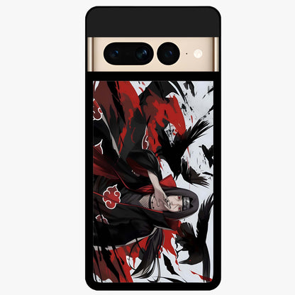 Crimson Crow Illusion Glass Case showing flat back view with artistic crow illusion artwork and glossy glass finish.
