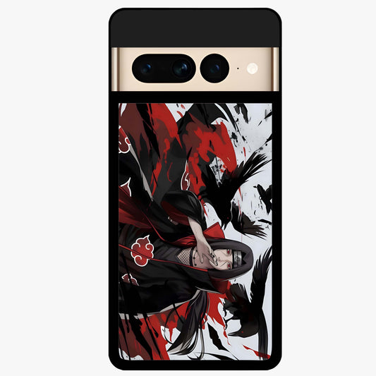 Crimson Crow Illusion Glass Case showing flat back view with artistic crow illusion artwork and glossy glass finish.