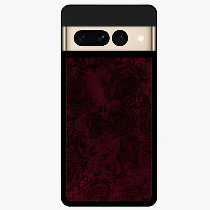 Crimson Fade Flow Glass Case showing flat back view with flowing crimson gradient artwork and glossy glass finish.