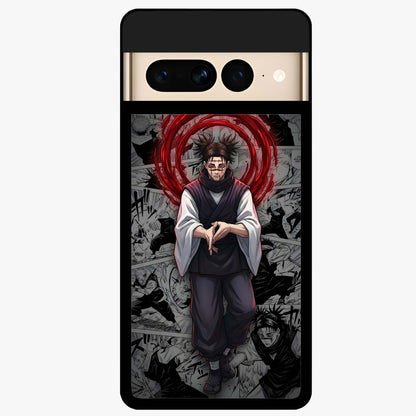 Cursed Ritual Ascension Glass Case showing flat back view with dark ritual themed artwork and glossy glass finish.