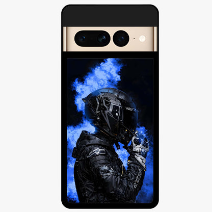 Cyber Sentinel Protocol Glass Case showing flat back view with futuristic cyber themed artwork and glossy glass finish.