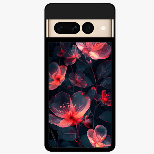 Dark Shade of Flower Glass Case showing flat back view with elegant dark floral artwork and glossy glass finish.