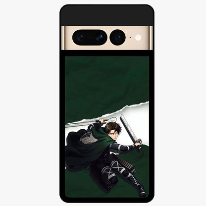 Emerald War Vanguard Glass Case showing flat back view with powerful warrior themed artwork and glossy glass finish.