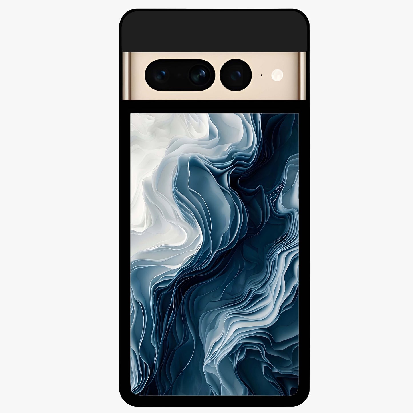 Ethereal Paper Marble Glass Case showing flat back view with soft marble paper texture artwork and glossy glass finish.