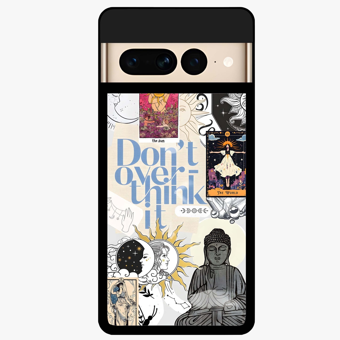 Ethereal Thoughts Glass Case showing flat back view with dreamy artistic artwork and glossy glass finish.