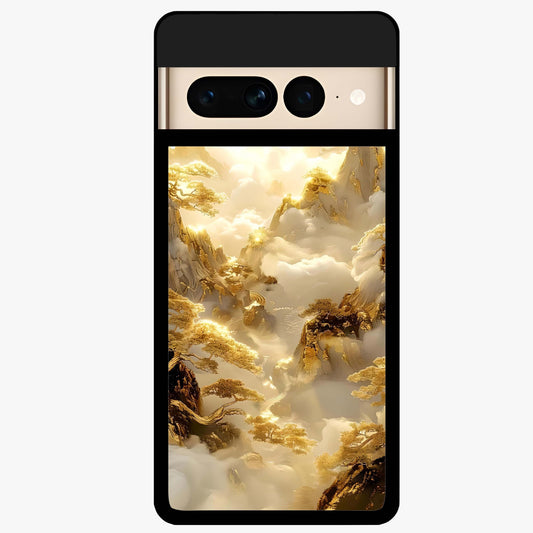 Gates Of Illumination Glass Case showing flat back view with mystical illuminated gate artwork and glossy glass finish.