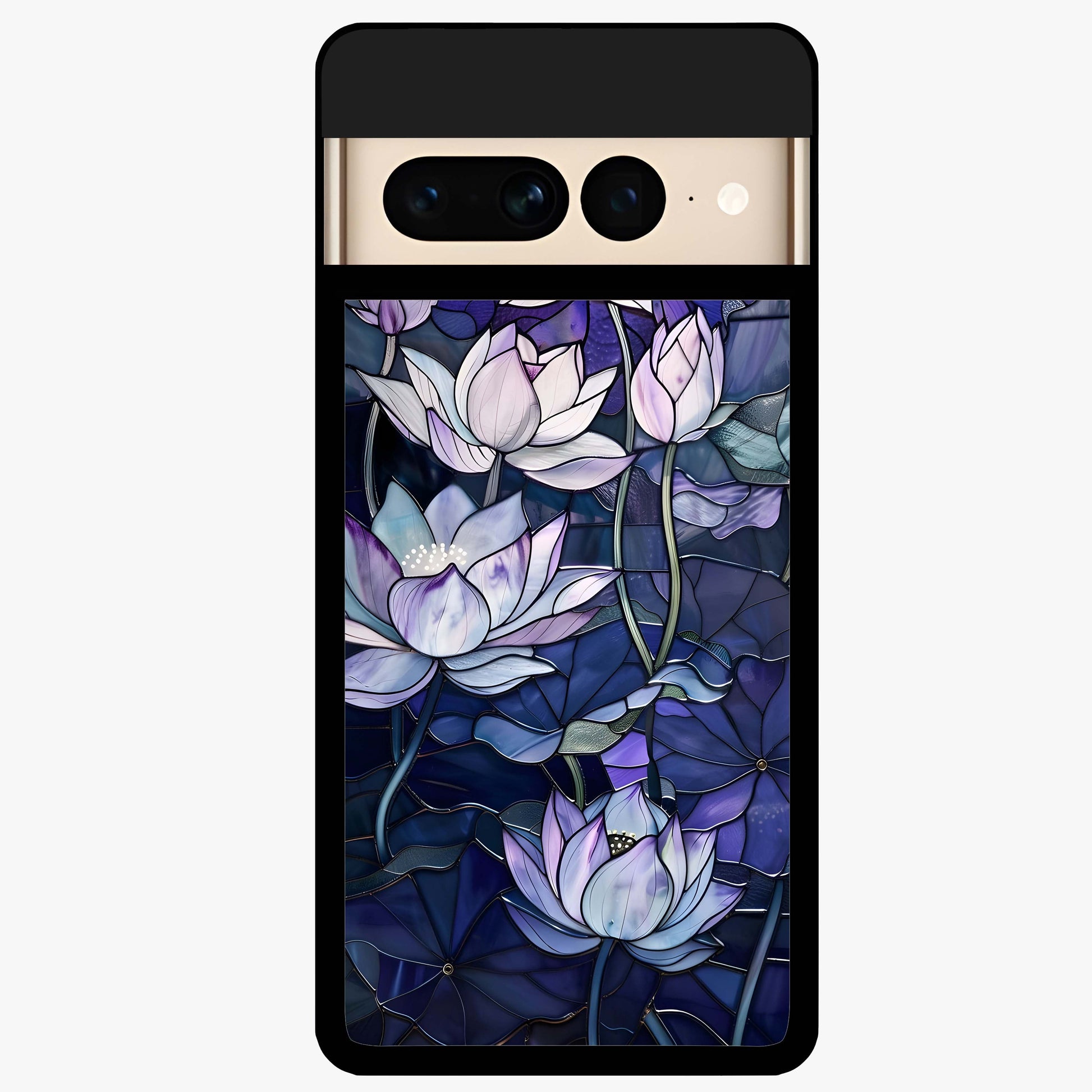 Gloss Petal Rush Glass Case showing flat back view with glossy flower petal artwork and smooth glass finish.