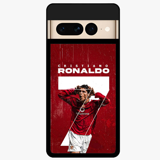 Goal Celebration Legacy Glass Case showing flat back view with football celebration inspired artwork and glossy glass finish.