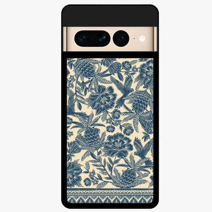 Heirloom Wild Bloom Glass Case showing flat back view with vintage inspired wild flower artwork and glossy glass finish.