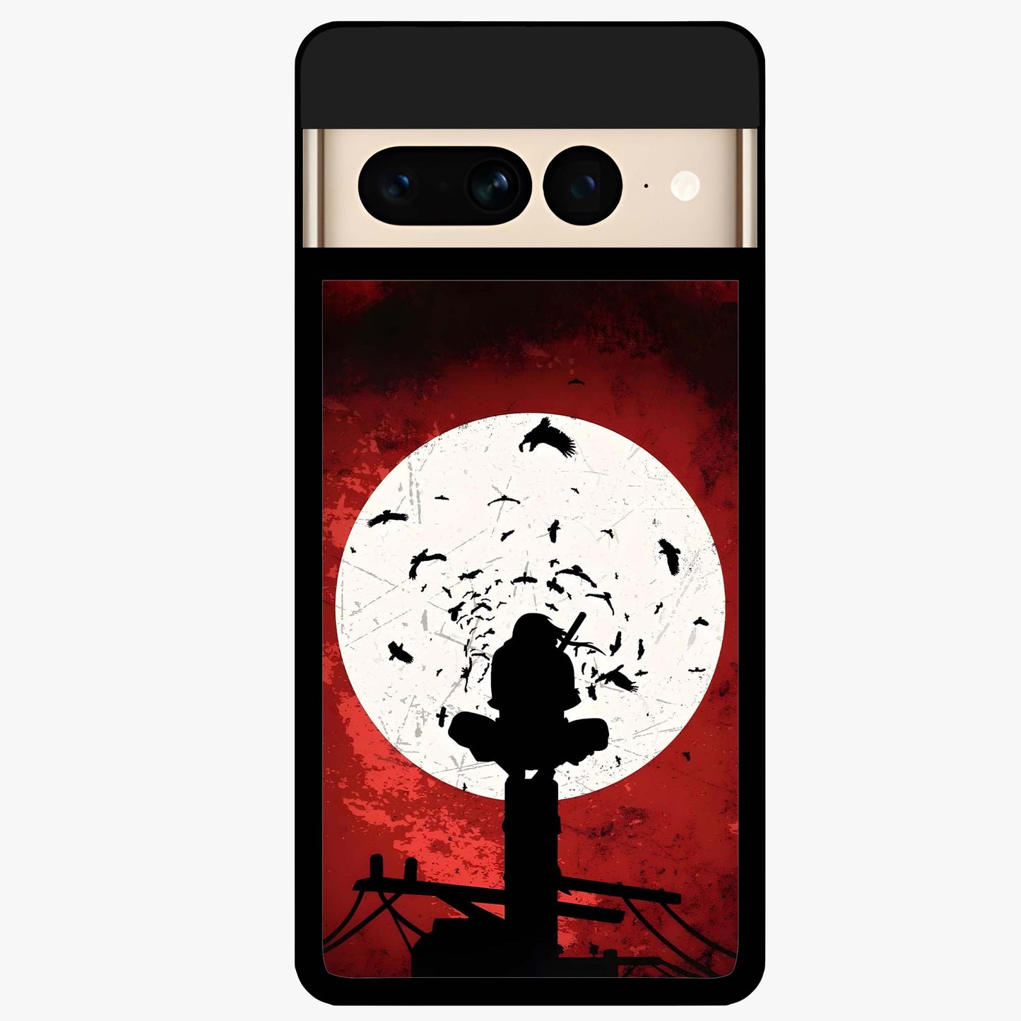 Itachi Limited Edition Naruto Anime Glass Case showing flat back view with iconic anime character artwork and glossy glass finish.
