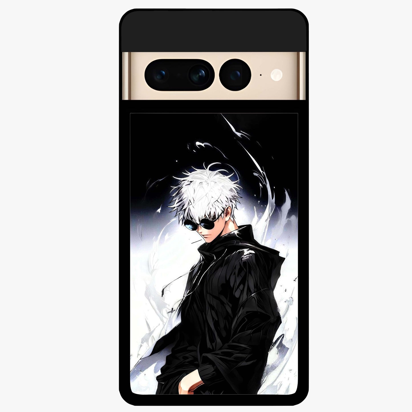 Limitless Shadow King Glass Case showing flat back view with powerful shadow warrior artwork and glossy glass finish.