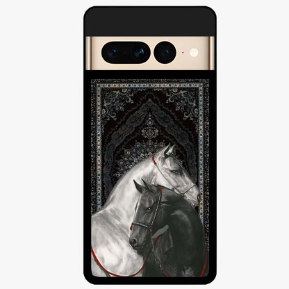 Majestic Ride Legacy Glass Case showing flat back view with powerful automotive inspired artwork and glossy glass finish.