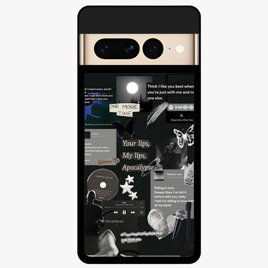 Midnight Love Echo Glass Case showing flat back view with romantic midnight themed artwork and glossy glass finish.