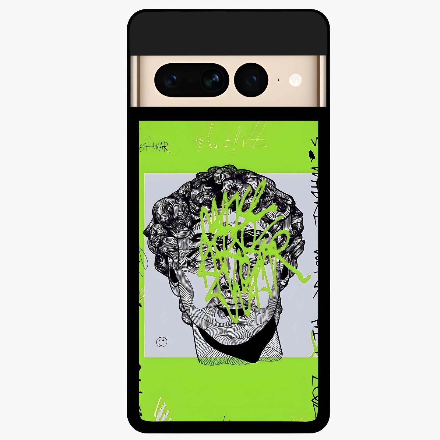 Neo Graffiti Rebellion Glass Case showing flat back view with vibrant graffiti artwork and glossy glass finish.